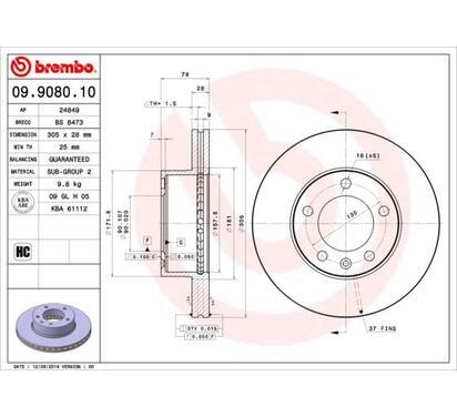 09.9080.10
BREMBO
Tarcza hamulcowa
