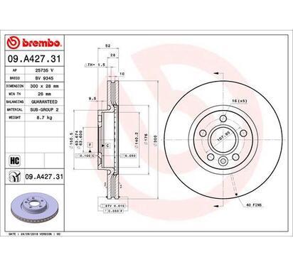 09.A427.31
BREMBO
Tarcza hamulcowa
