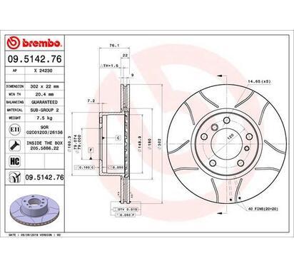 09.5142.76
BREMBO
Tarcza hamulcowa
