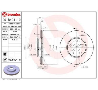 09.B494.11
BREMBO
Tarcza hamulcowa
