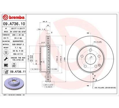 09.A736.11
BREMBO
Tarcza hamulcowa
