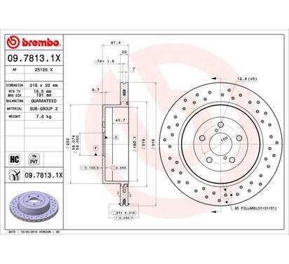 09.7813.1X
BREMBO
Tarcza hamulcowa
