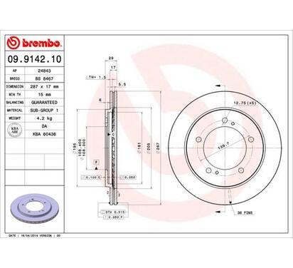 09.9142.10
BREMBO
Tarcza hamulcowa
