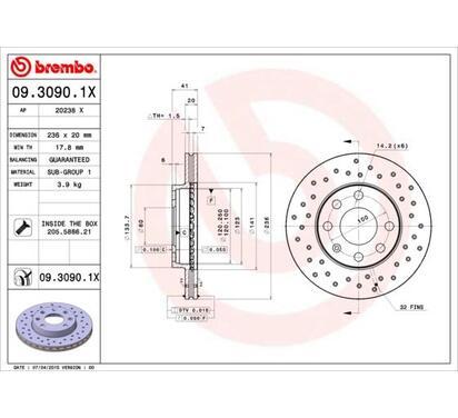 09.3090.1X
BREMBO
Tarcza hamulcowa
