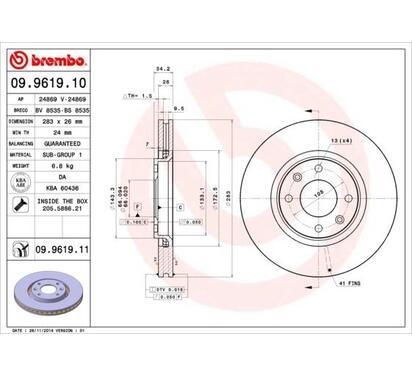 09.9619.10
BREMBO
Tarcza hamulcowa
