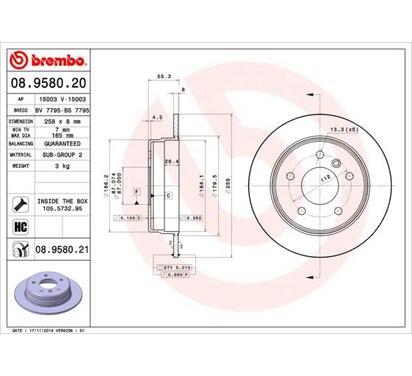 08.9580.21
BREMBO
Tarcza hamulcowa
