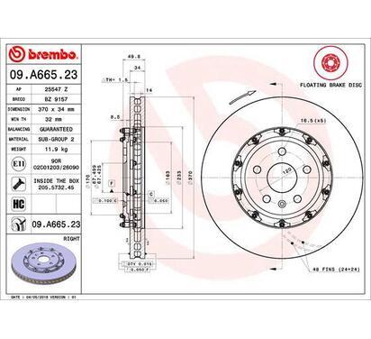 09.A665.23
BREMBO
Tarcza hamulcowa
