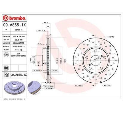 09.A865.1X
BREMBO
Tarcza hamulcowa
