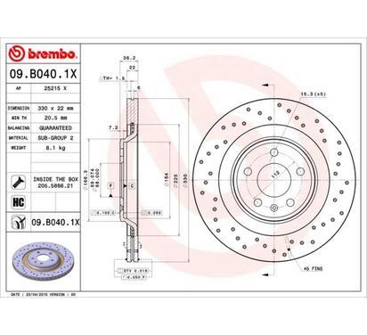 09.B040.1X
BREMBO
Tarcza hamulcowa
