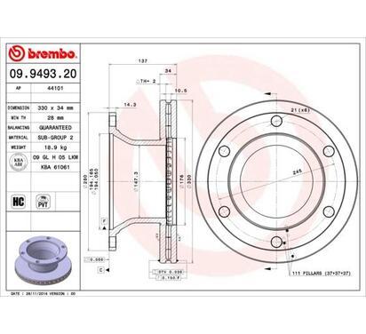 09.9493.20
BREMBO
Tarcza hamulcowa
