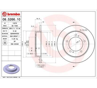 08.5266.10
BREMBO
Tarcza hamulcowa
