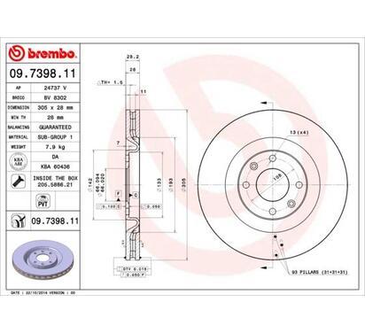 09.7398.11
BREMBO
Tarcza hamulcowa
