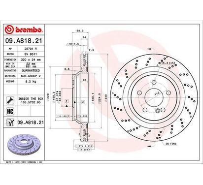 09.A818.21
BREMBO
Tarcza hamulcowa
