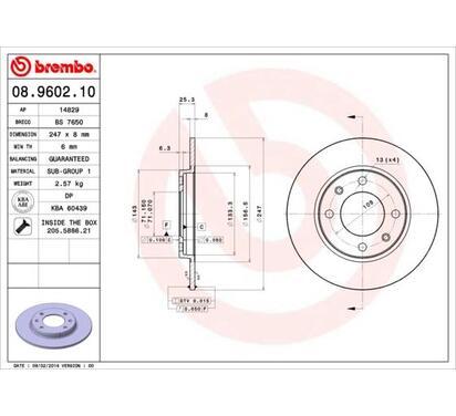 08.9602.10
BREMBO
Tarcza hamulcowa
