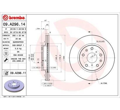 09.A296.11
BREMBO
Tarcza hamulcowa
