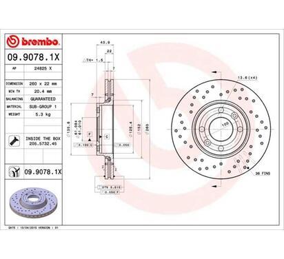 09.9078.1X
BREMBO
Tarcza hamulcowa
