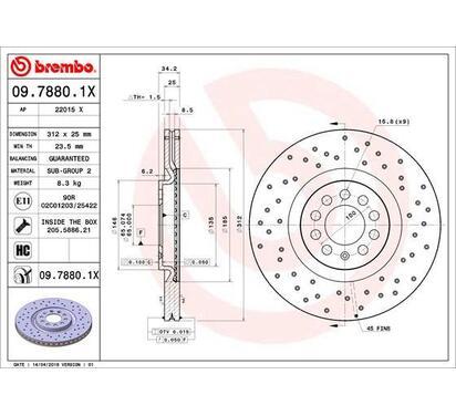 09.7880.1X
BREMBO
Tarcza hamulcowa
