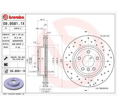 09.9581.1X
BREMBO
Tarcza hamulcowa
