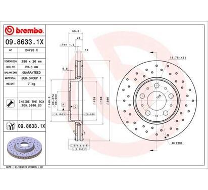 09.8633.1X
BREMBO
Tarcza hamulcowa
