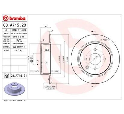 08.A715.21
BREMBO
Tarcza hamulcowa
