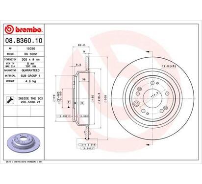 08.B360.10
BREMBO
Tarcza hamulcowa
