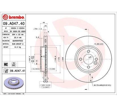 09.A047.41
BREMBO
Tarcza hamulcowa
