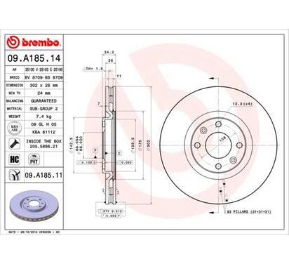 09.A185.11
BREMBO
Tarcza hamulcowa
