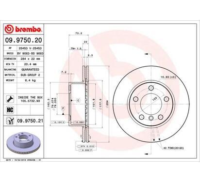 09.9750.21
BREMBO
Tarcza hamulcowa
