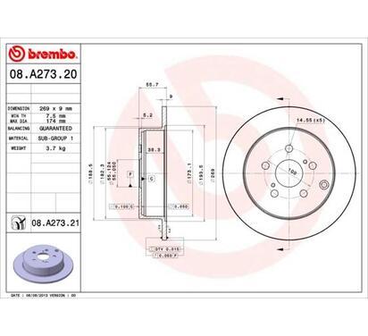 08.A273.21
BREMBO
Tarcza hamulcowa
