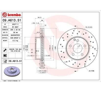 09.A613.51
BREMBO
Tarcza hamulcowa
