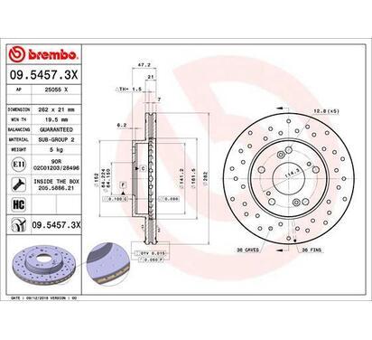 09.5457.3X
BREMBO
Tarcza hamulcowa
