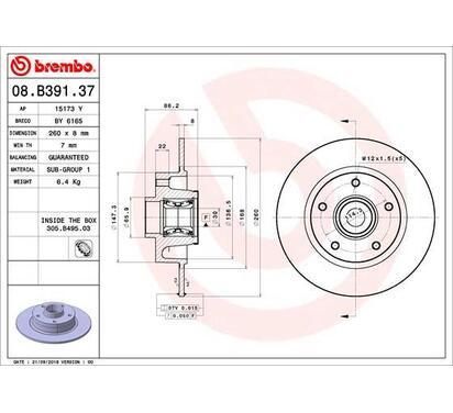 08.B391.37
BREMBO
Tarcza hamulcowa
