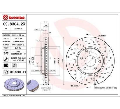 09.8304.2X
BREMBO
Tarcza hamulcowa
