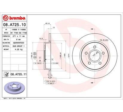 08.A725.11
BREMBO
Tarcza hamulcowa
