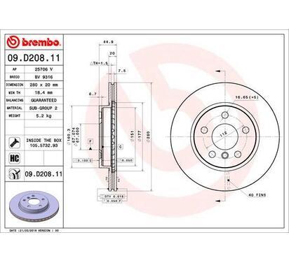 09.D208.11
BREMBO
Tarcza hamulcowa
