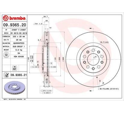 09.9365.21
BREMBO
Tarcza hamulcowa
