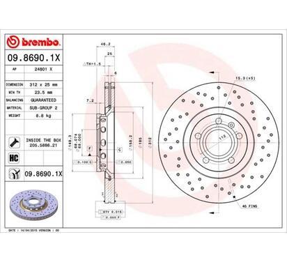 09.8690.1X
BREMBO
Tarcza hamulcowa
