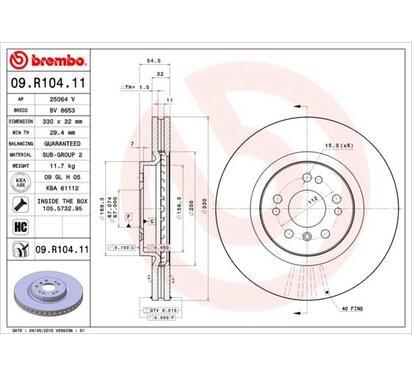 09.R104.11
BREMBO
Tarcza hamulcowa
