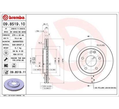 09.8519.11
BREMBO
Tarcza hamulcowa
