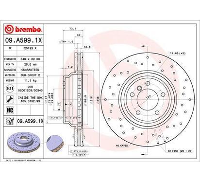 09.A599.1X
BREMBO
Tarcza hamulcowa
