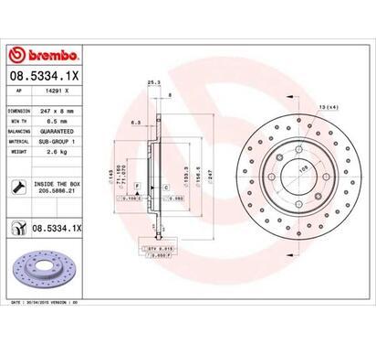 08.5334.1X
BREMBO
Tarcza hamulcowa
