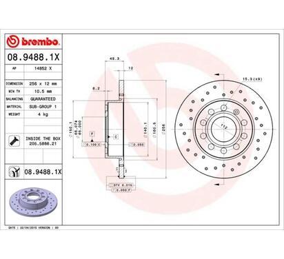 08.9488.1X
BREMBO
Tarcza hamulcowa
