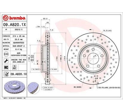 09.A820.1X
BREMBO
Tarcza hamulcowa
