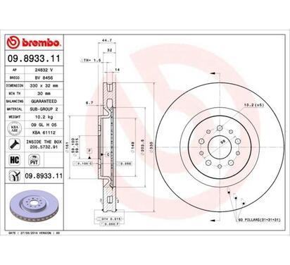 09.8933.11
BREMBO
Tarcza hamulcowa
