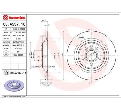 08.A537.11
BREMBO
Tarcza hamulcowa
