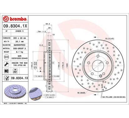 09.8304.1X
BREMBO
Tarcza hamulcowa
