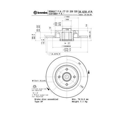 08.A238.47
BREMBO
Tarcza hamulcowa
