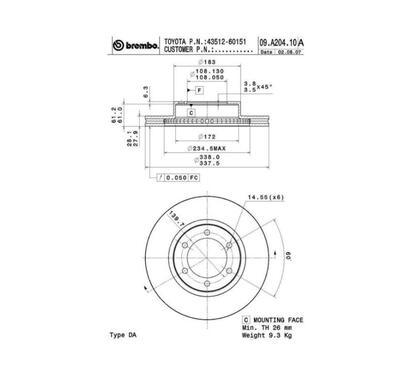 09.A204.11
BREMBO
Tarcza hamulcowa
