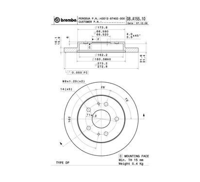 08.A155.10
BREMBO
Tarcza hamulcowa
