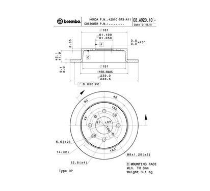 08.A920.10
BREMBO
Tarcza hamulcowa
